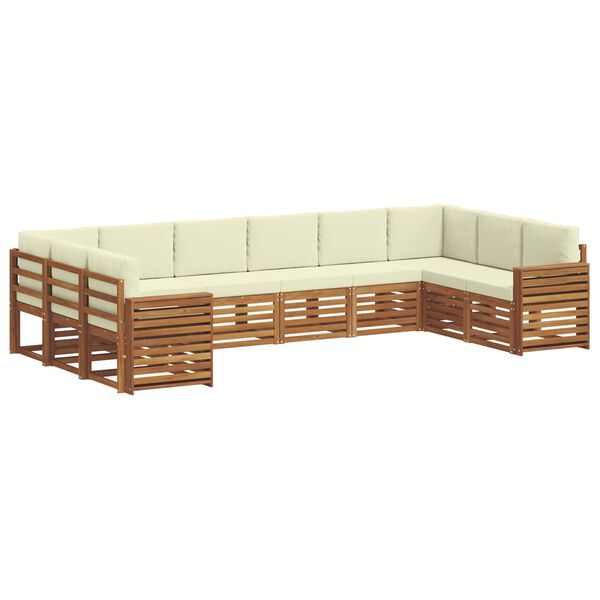 vidaXL Sofa-Sets 10 pcs Natuurlijk en Cr&egrave;me Massief Acaciahout