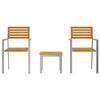 vidaXL Tuin eettafelset 3 pcs Bruin Massief Acaciahout