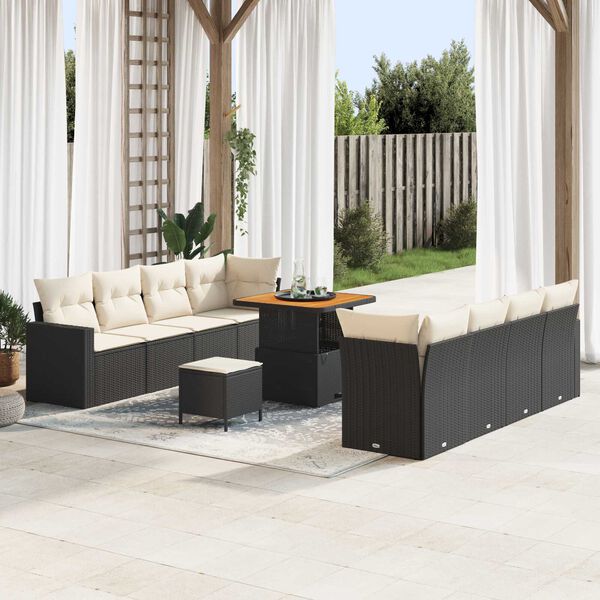 vidaXL Tuin Sofa Set 11 pcs Zwart poly rattan