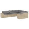 vidaXL 9-delige Loungeset met kussens poly rattan beige