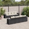 vidaXL 9-delige Loungeset met kussens poly rattan zwart