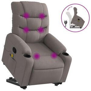 vidaXL Sta-op-massagestoel verstelbaar stof taupe