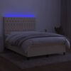 vidaXL Boxspring met matras en LED stof cr&egrave;mekleurig 140x190 cm