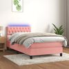 vidaXL Boxspring met matras en LED fluweel roze 90x200 cm