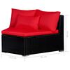 vidaXL 9-delige Loungeset met kussens poly rattan rood