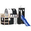 vidaXL Kinderhoogslaper met toren 90x200 cm grenenhout wit en zwart