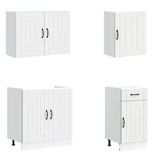 vidaXL 7-delige Keukenkastenset Lucca bewerkt hout wit