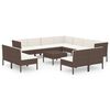 vidaXL 12-delige Loungeset met kussens poly rattan bruin