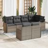 vidaXL Tuin Sofa Set met kussen met opslag 7 pcs Grijs Poly riet