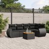 vidaXL 6-delige Loungeset met kussens poly rattan zwart