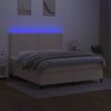 vidaXL Boxspring met matras en LED stof cr&egrave;mekleurig 160x200 cm