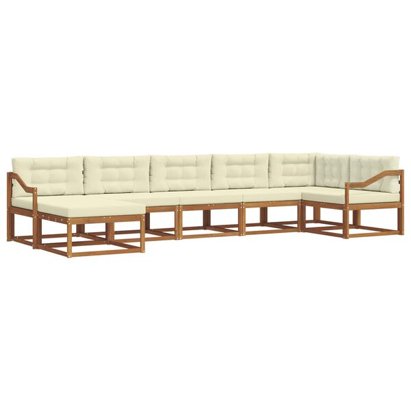 vidaXL Buiten bankenset met kussen 7 pcs Natuurlijk en Cr&egrave;me