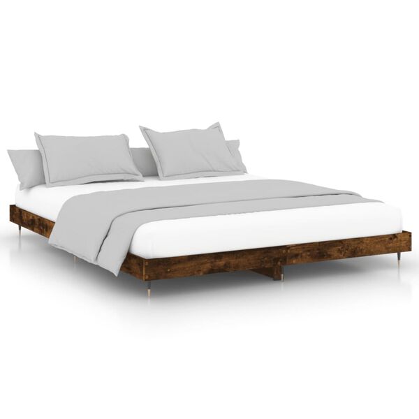 vidaXL Bedframe zonder matras 200x200 cm spaanplaat gerookt eiken