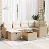 vidaXL 7-delige Loungeset met kussens poly rattan beige