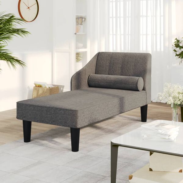 vidaXL Chaise longue met bolster stof donkergrijs