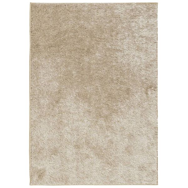 vidaXL Vloerkleed ISTAN hoogpolig glanzend 140x200 cm beige