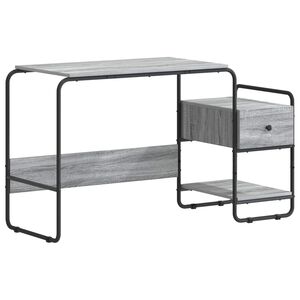 vidaXL Bureau met opbergruimte Grijs Sonoma 131,5 x 50 x 75,5 cm