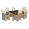 vidaXL 7-delige Tuinset met kussens poly rattan beige