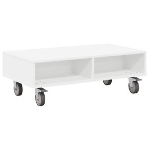 vidaXL Bijzettafel met wielen Wit 90 x 50 x 30 cm Bewerkt hout