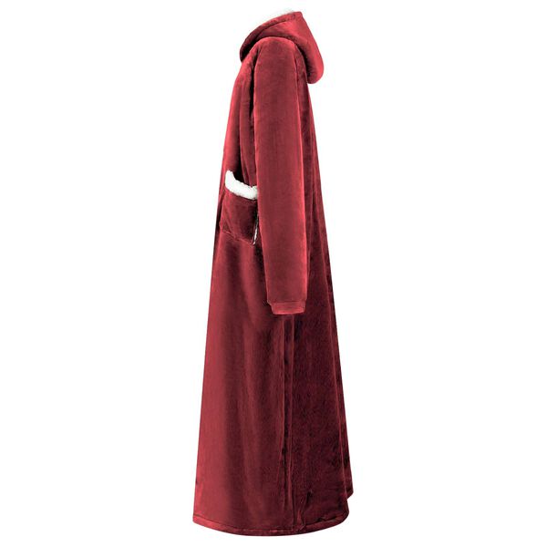 vidaXL Deken hoodie Bordeaux Rood l Fleece en Flanel