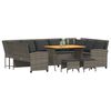 vidaXL 4-delige Loungeset met kussens poly rattan grijs