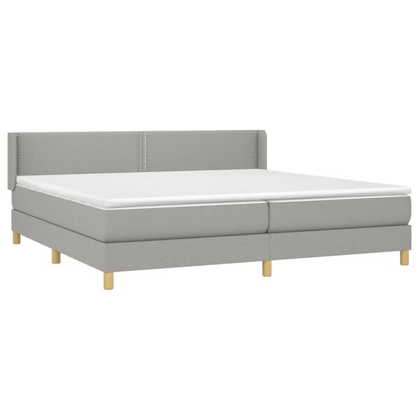 vidaXL Boxspring met matras stof lichtgrijs 200x200 cm