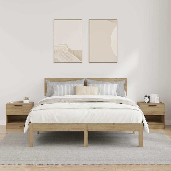 vidaXL Bed kast 2 pcs Artisan Eiken 40 x 39 x 40cm Bewerkt hout