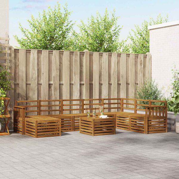 vidaXL Hoekbank Set 9 pcs Naturel Massief Acaciahout