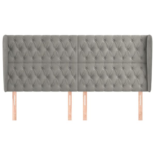 vidaXL Hoofdbord met randen 203x23x118/128 cm fluweel lichtgrijs