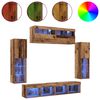 vidaXL Tv-meubelset met LED-striplichten 6 pcs Oud hout Bewerkt hout