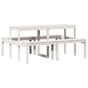 vidaXL Picknicktafel 160x134x75 cm massief grenenhout wit