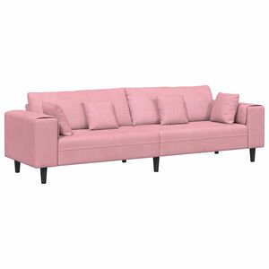 vidaXL Bank met kussen Roze 250 x 77 x 76 cm Fluweel