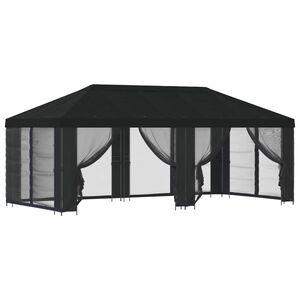 vidaXL Paviljoen met zijwanden 6 x 3 m Zwart Polyester en staal 190