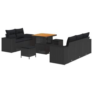 vidaXL Tuin Sofa Set met kussen met opslag 8 pcs Zwart Poly Rattan