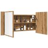 vidaXL Spiegelkast LED 90x12x45 cm bewerkt hout artisanaal eikenkleur
