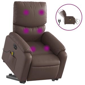 vidaXL Sta-op-massagestoel elektrisch kunstleer bruin