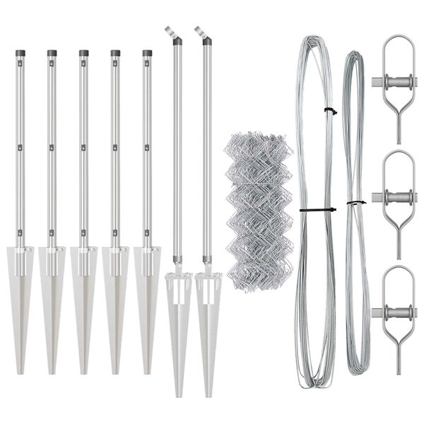 vidaXL Afrasteringspaal Zilver 10 x 0,4 m (60 x 60 mm gaas) Staal