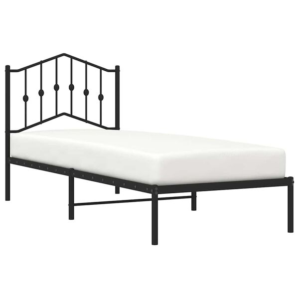 vidaXL Bedframe met hoofdbord metaal zwart 90x200 cm