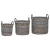 vidaXL Plantenmand met opslag 3 st Natuurlijk grijs Kubu Rattan