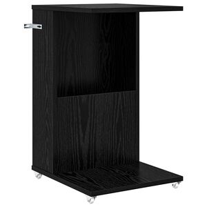 vidaXL Bijzettafel met wiel Zwart Eiken 40 x 35 x 60 cm Bewerkt hout