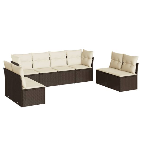 vidaXL 8-delige Loungeset met kussens poly rattan bruin