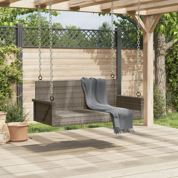 vidaXL Schommelbank 119x56x48 cm poly rattan grijs