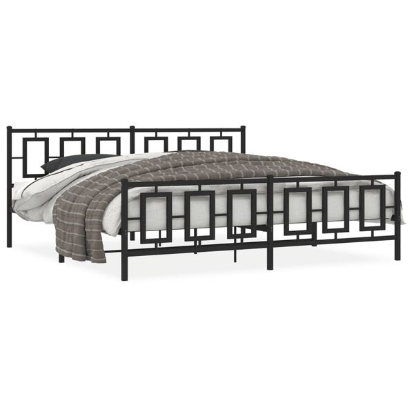 vidaXL Bedframe met hoofd- en voeteneinde metaal zwart 193x203 cm