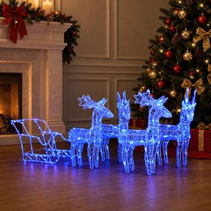 vidaXL Kerstdecoratie rendieren en slee 280x28x55 cm acryl
