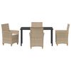 vidaXL Tuin eettafelset 5 pcs Beige poly rattan