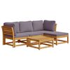 vidaXL 5-delige Loungeset met kussens massief acaciahout