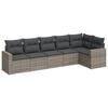 vidaXL 6-delige Loungeset met kussens poly rattan grijs