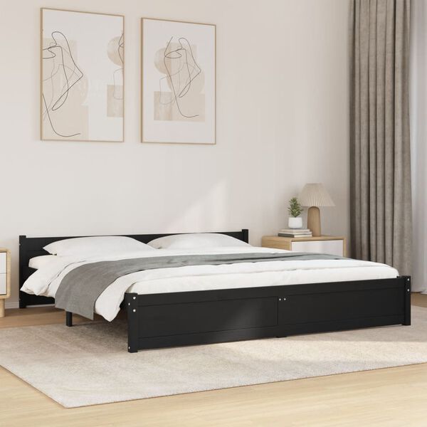 vidaXL Bedframe massief hout zwart 180x200 cm