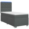 vidaXL Boxspring Bed met Matras en LED Donkergrijs 90 x 190 cm Stof