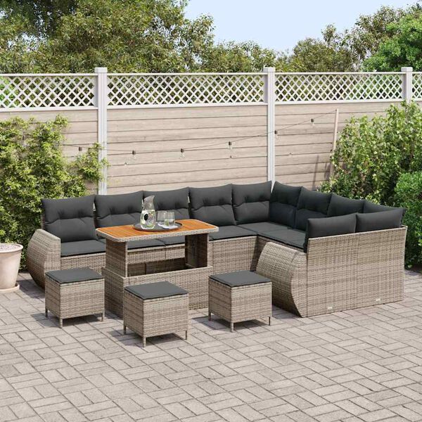 vidaXL Tuin Sofa Set 13 pcs Grijs poly rattan